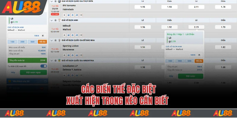 Các biến thể đặc biệt xuất hiện trong kèo cần biết