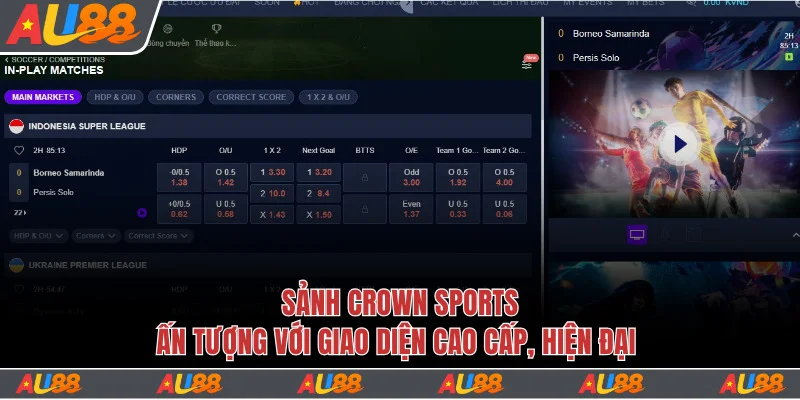 Crown Sports gây ấn tượng bởi giao diện cao cấp