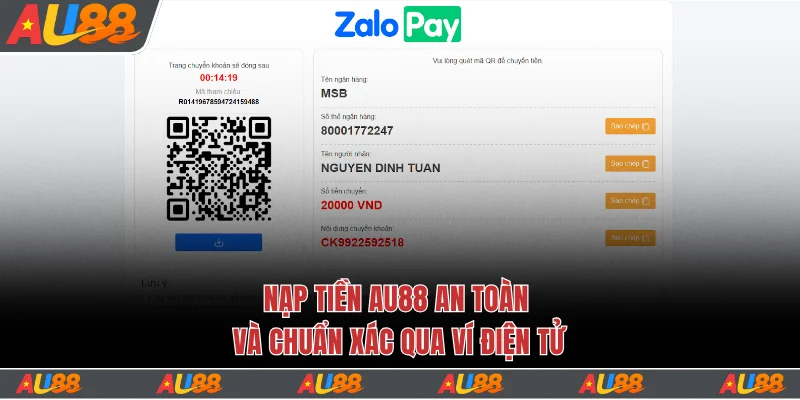 Nạp tiền Au88 an toàn và chuẩn xác qua ví điện tử